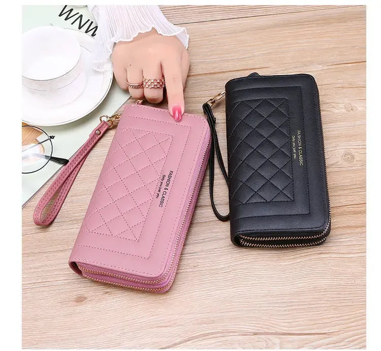 Women Long Wallet Fashion Zipper High Capacity Coin Purse Wallets Double Zipper Pu Leather Clutch Luxury Money Phone Bag