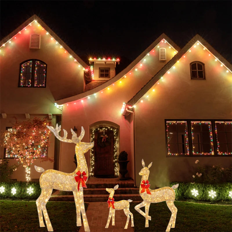 1-3Pcs Acrylic Elk Deer LED Light Reindeer Family Decor Lighted Deer Christmas Decor Bucks Light Up Indoor Outdoor Garden Yard