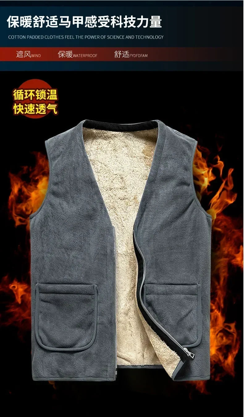 cashmere Mens Jacket Sleeveless Vest Soft Vests Casual Coats Male velvet wool vest Mens Vest Men Thicken Waistcoat Plus size 8XL