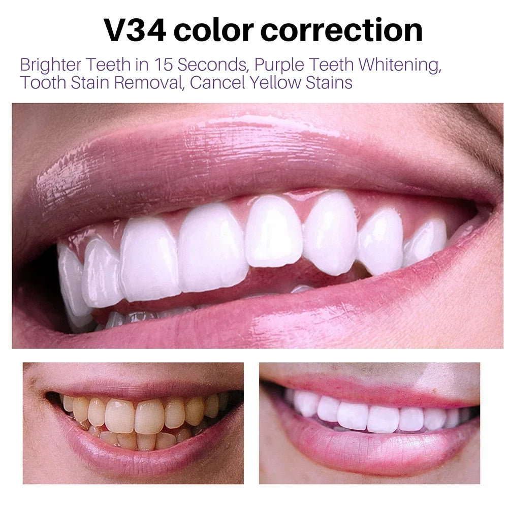 50ml V34 Toothpaste Mousse Teeth Cleaning Whitening Toothpaste Yellow Teeth Removing Tooth Stains Oral Cleaning Hygiene 2024