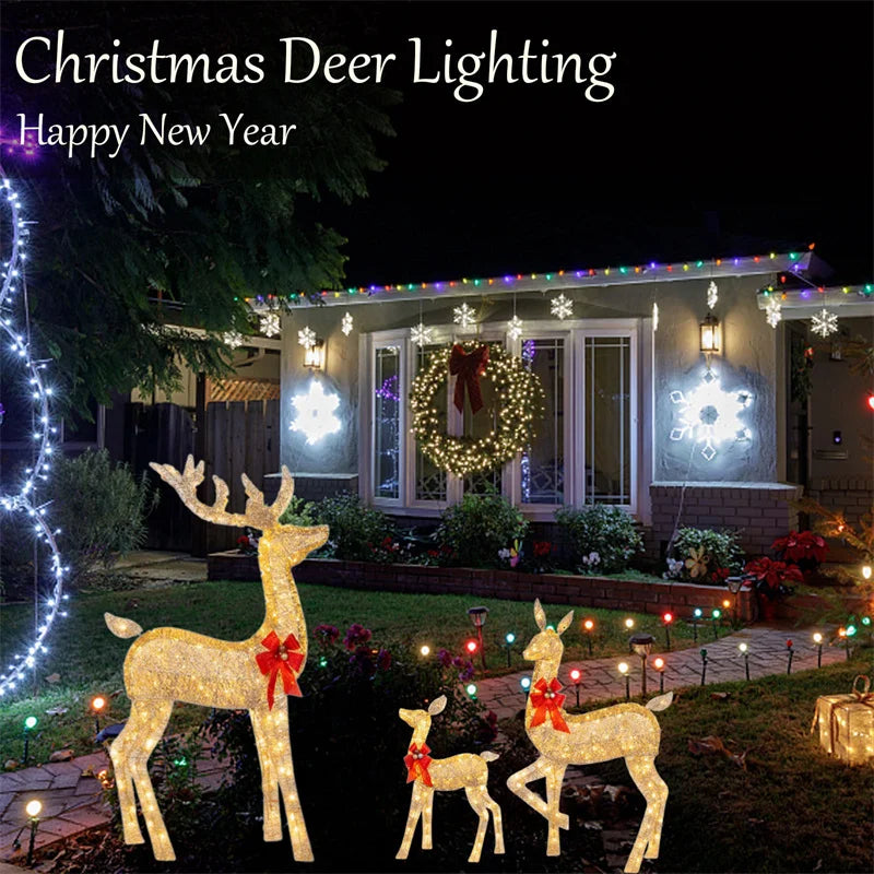 1-3Pcs Acrylic Elk Deer LED Light Reindeer Family Decor Lighted Deer Christmas Decor Bucks Light Up Indoor Outdoor Garden Yard