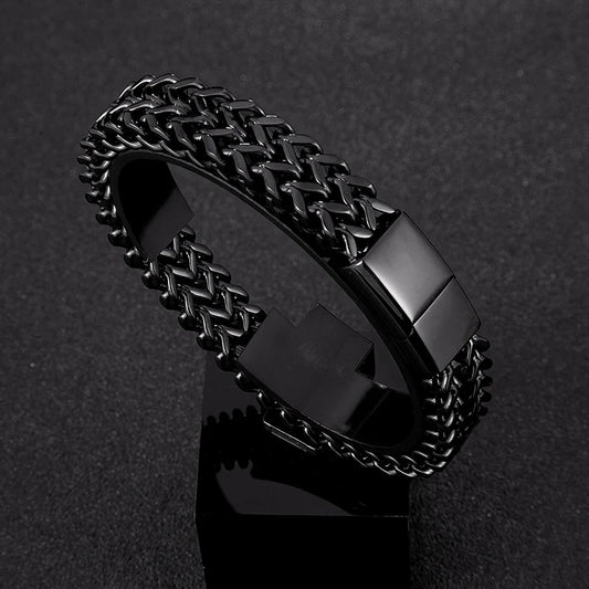 MKENDN Punk Men 12mm Wide Cuban Link Chain Bracelet Stainless Steel Motorcycle Bracelets Accessories Male Pulseira