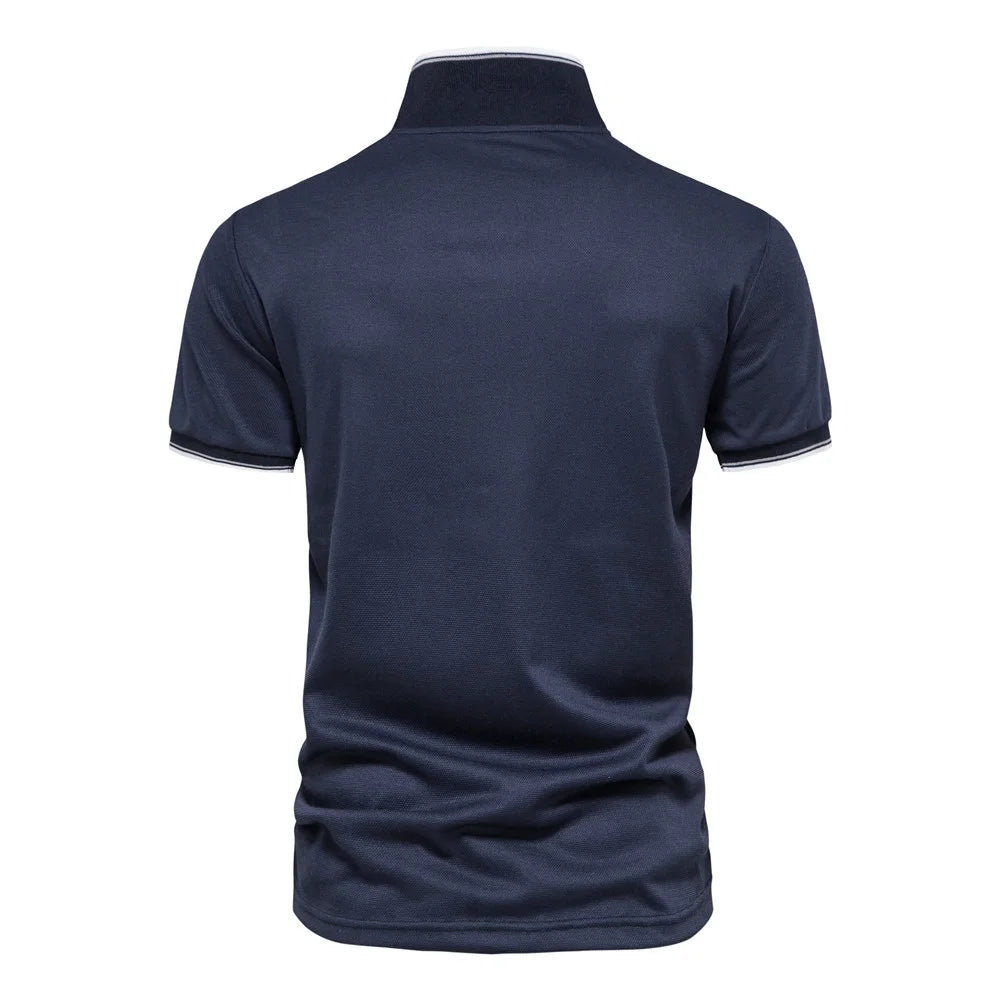 AIOPESON V Neck Polo Shirts for Men Solid Color Short Sleeve Classic Mens Polos 2022 New Summer Polo Shirt Men Clothing