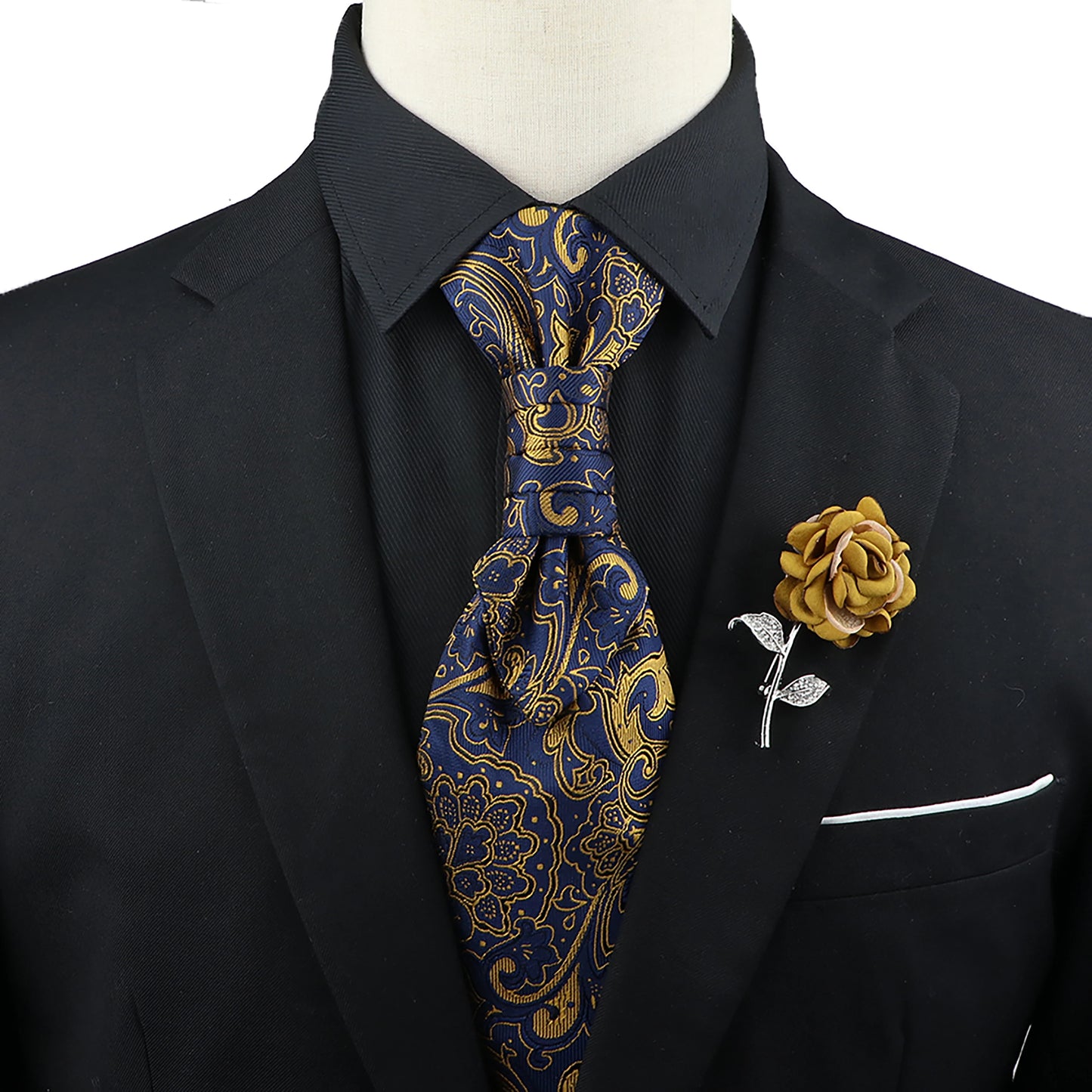 New Men's Premium Paisley Tie Brooch Set Red Black Blue Ajustable Neck Tie Luxury Classic Suit Tuxedo Groom Wedding Accessories