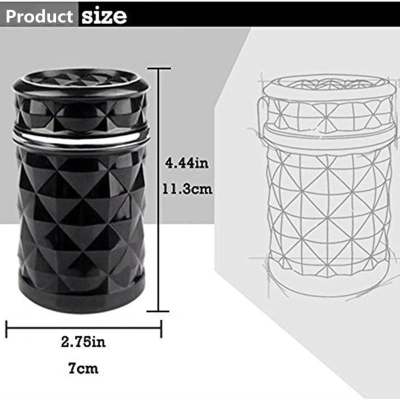 LED Işıklı Evrensel Araba Küllüğü Alaşımlı Küllük Alüminyum Bardak Duman Çıkarmayan Taşınabilir Araba Küllüğü Alev Geciktirici Araba Aksesuarları