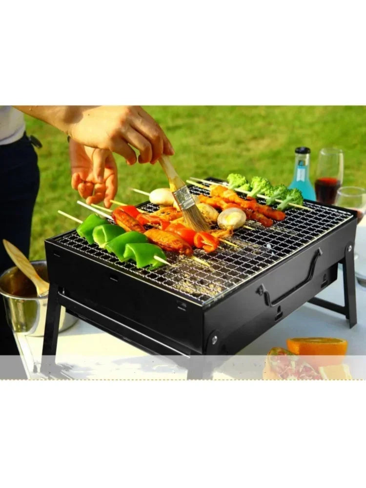 1Pcs Folding Portable Barbecue Charcoal Grill Stainless Steel Small Mini BBQ Tool Kits for Outdoor Cooking Camping Picnics Beach