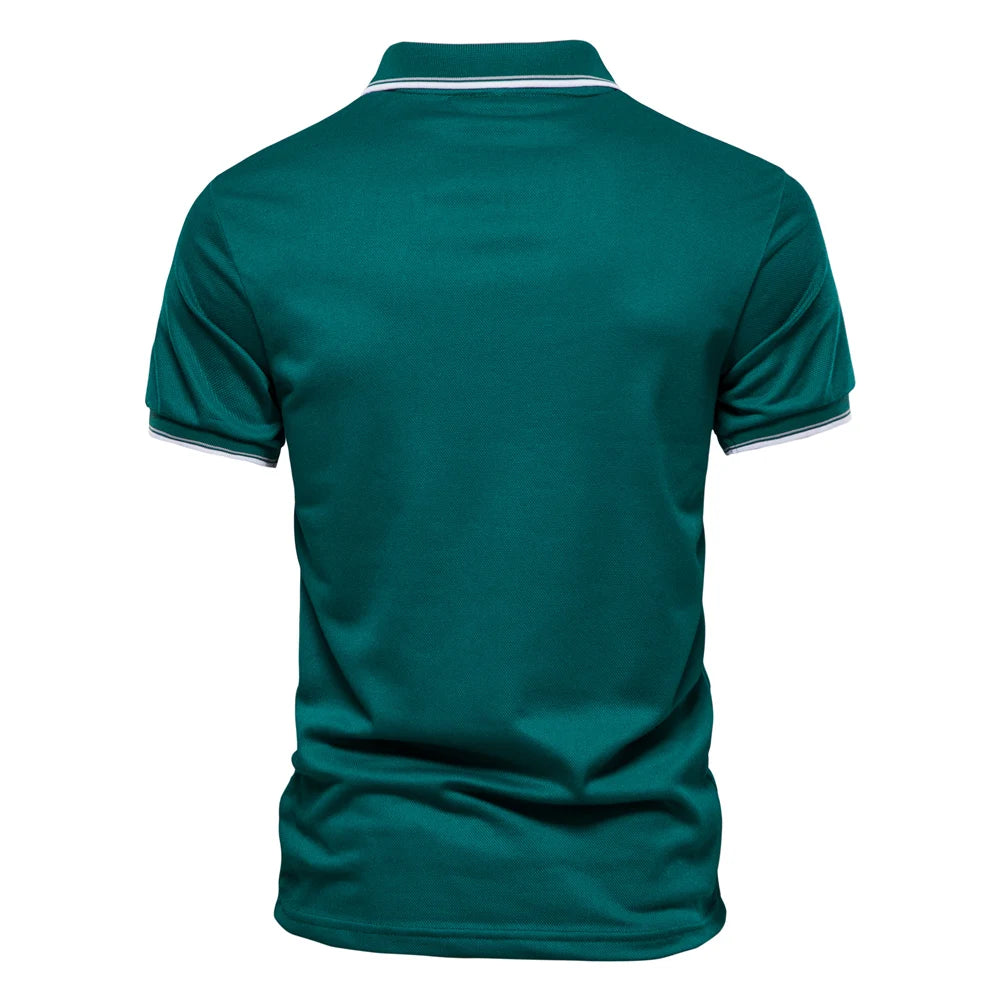 AIOPESON V Neck Polo Shirts for Men Solid Color Short Sleeve Classic Mens Polos 2022 New Summer Polo Shirt Men Clothing