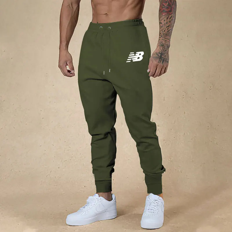 Men's sweatpants Spring Autumn Leisure Sports Men's Pants European Size Fit Solid Color Printed Sweatpants Running Training Pant