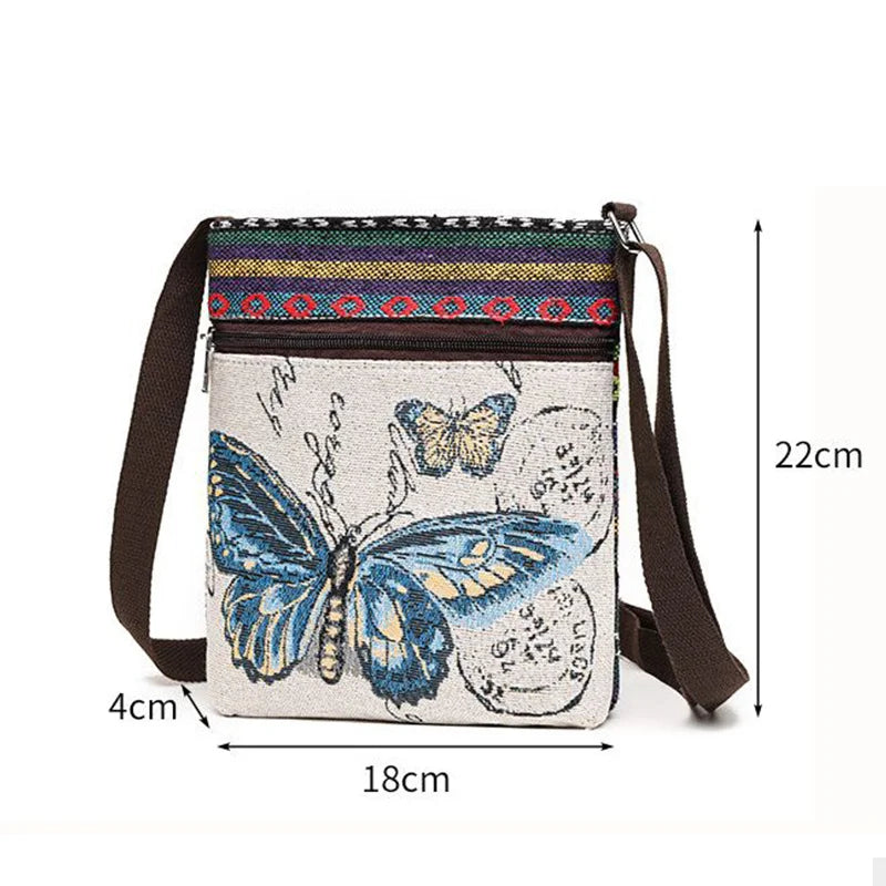 Women's Canvas Handbags Hot Sale Casual Shoulder Bag Owl Embroidered Ethnic Bag Vintage Messenger Bag Ladies Shoulder Bag