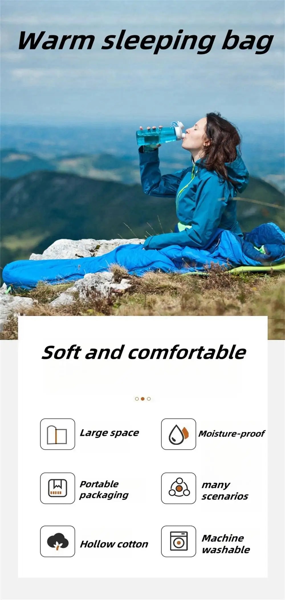 Camping Warm Sleeping Bag Ultralight Waterproof Winter Warm Envelope Backpacking Sleeping Bags for Outdoor Traveling Hiking