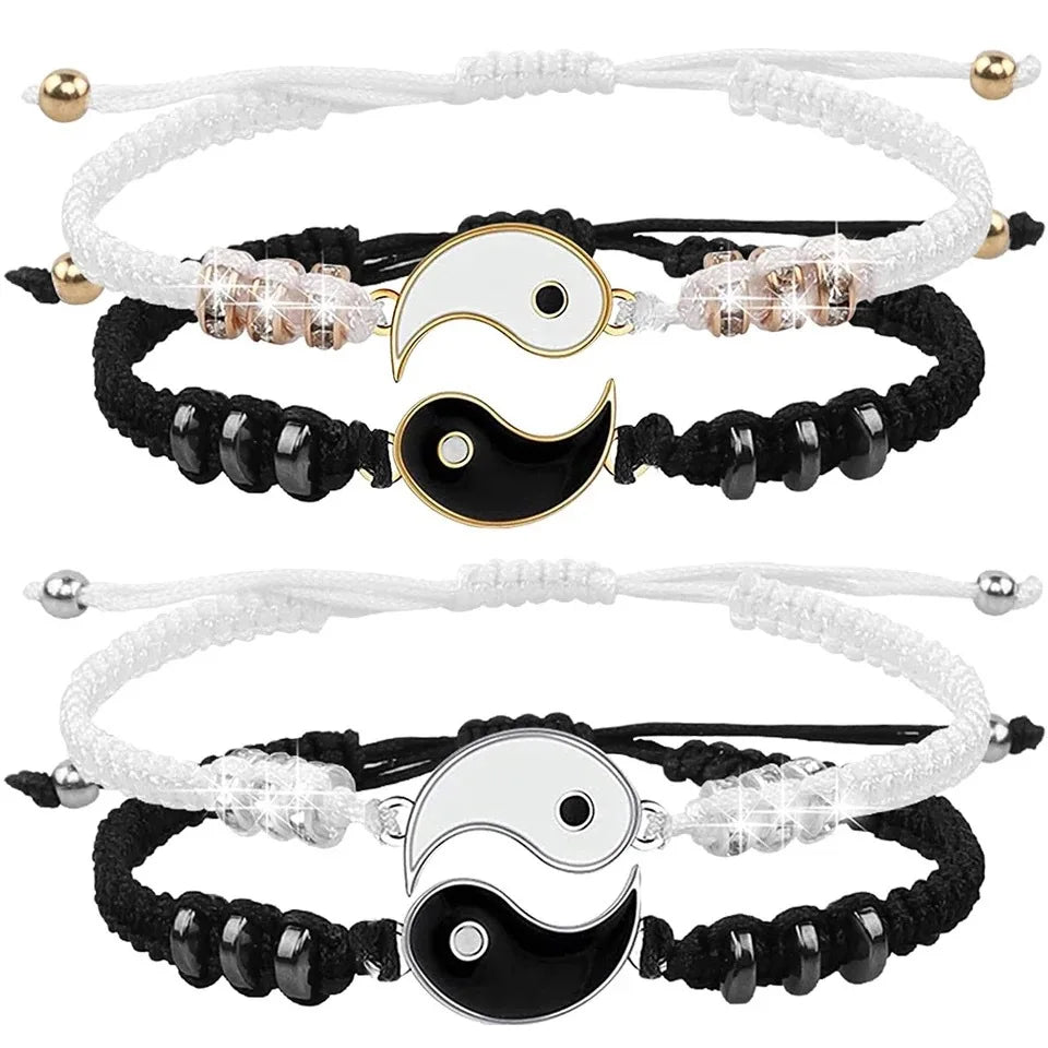 Tai Chi Yin Yang Couple Bracelet for Lover Handmade Woven Baided Rope Adjustable Bracelets Bff Friendship Bangles Jewelry Gift