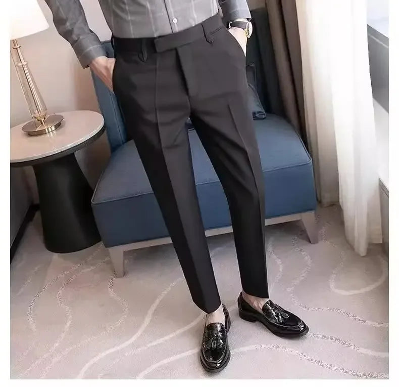 English Gentleman's Coffee Color Business Suit Pants Casual Draped Trousers For Men Fashionable Spring Autumn Small Foot