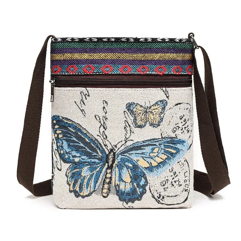 Women's Canvas Handbags Hot Sale Casual Shoulder Bag Owl Embroidered Ethnic Bag Vintage Messenger Bag Ladies Shoulder Bag