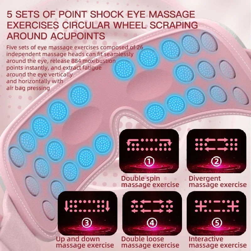 Electric Eye Massager With Heat Vibration Bluetooth Music Massage Air Bag Pressure Relax Eye Care Relief Fatigue Improve Sleep