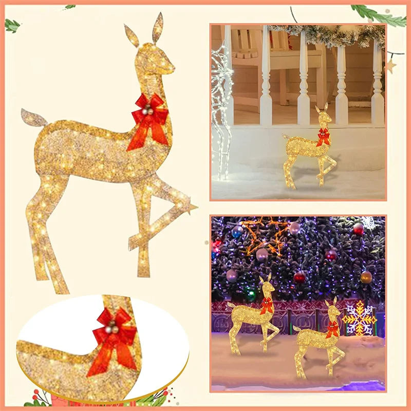 1-3Pcs Acrylic Elk Deer LED Light Reindeer Family Decor Lighted Deer Christmas Decor Bucks Light Up Indoor Outdoor Garden Yard