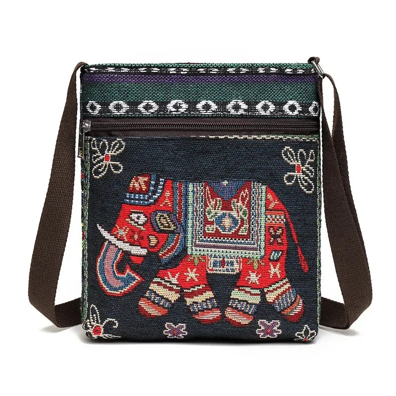 Women's Canvas Handbags Hot Sale Casual Shoulder Bag Owl Embroidered Ethnic Bag Vintage Messenger Bag Ladies Shoulder Bag