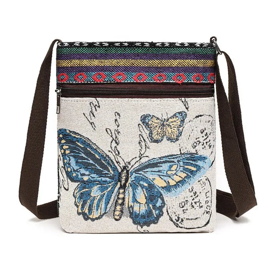 Women's Canvas Handbags Hot Sale Casual Shoulder Bag Owl Embroidered Ethnic Bag Vintage Messenger Bag Ladies Shoulder Bag