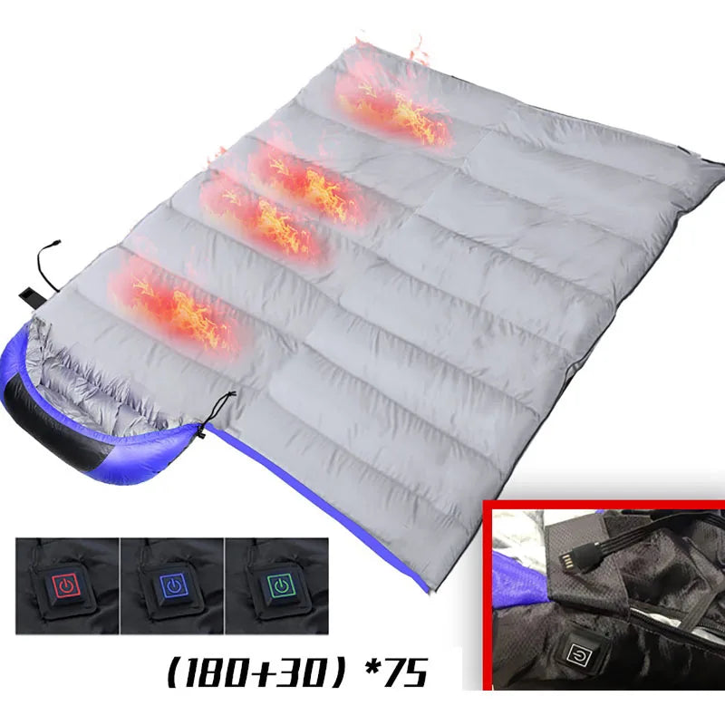 Electric Heated Sleeping Bag For Adults Heating Pad Waterproof Winter Warm Heating Cushion Outdoor Camping Travel Hiking 3-Level