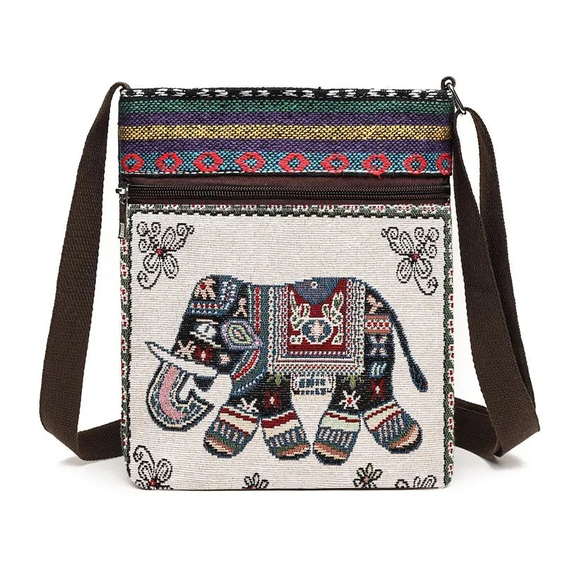 Women's Canvas Handbags Hot Sale Casual Shoulder Bag Owl Embroidered Ethnic Bag Vintage Messenger Bag Ladies Shoulder Bag