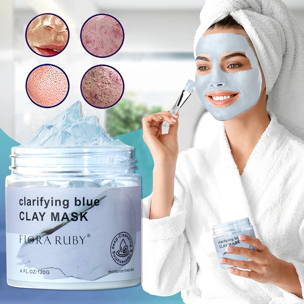 Facial Mask-Moisturizing Mud Film Skin Care Face Masks Skincare Deep Cleansing Face Mask Clarifying Blue Clay Mask 4 FL.OZ/120G