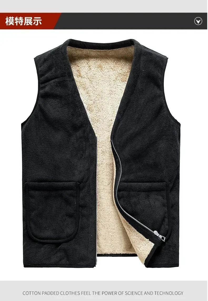 cashmere Mens Jacket Sleeveless Vest Soft Vests Casual Coats Male velvet wool vest Mens Vest Men Thicken Waistcoat Plus size 8XL